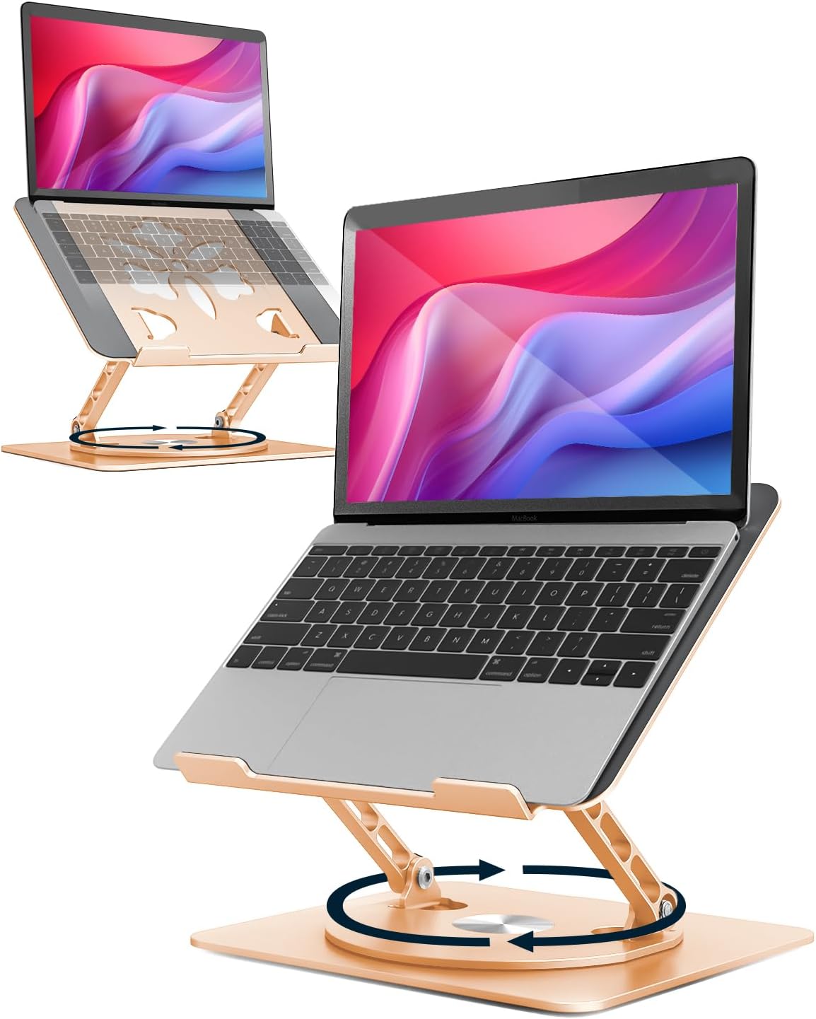 360° Rotating Laptop Stand for Desk | Adjustable, Foldable, Portable Aluminum Ergonomic Riser | Compatible with MacBook, Dell, HP & All Laptops 10-16 inch | Purple