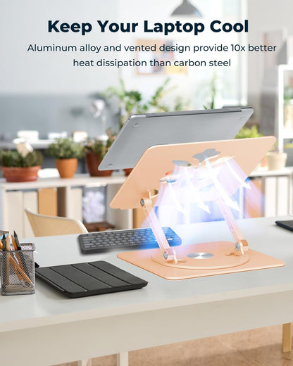360° Rotating Laptop Stand for Desk | Adjustable, Foldable, Portable Aluminum Ergonomic Riser | Compatible with MacBook, Dell, HP & All Laptops 10-16 inch | Purple