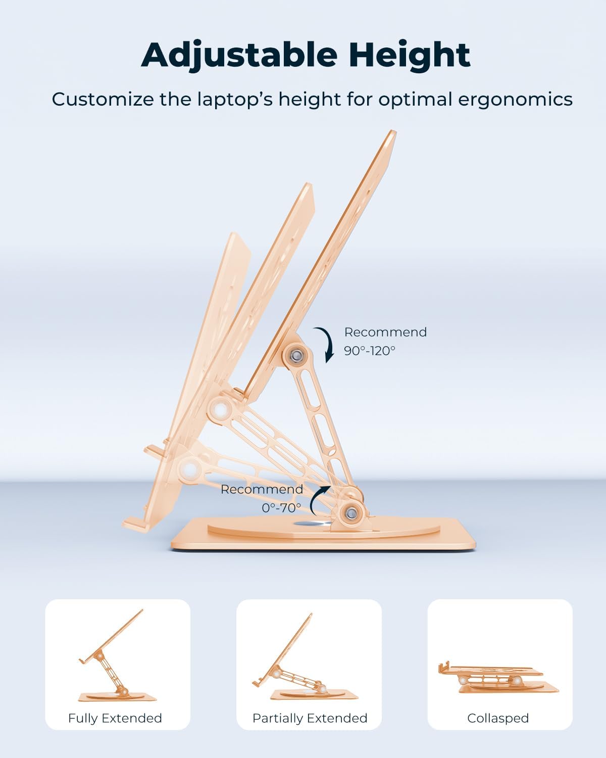 360° Rotating Laptop Stand for Desk | Adjustable, Foldable, Portable Aluminum Ergonomic Riser | Compatible with MacBook, Dell, HP & All Laptops 10-16 inch | Purple
