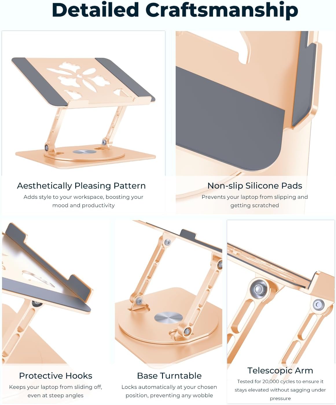 360° Rotating Laptop Stand for Desk | Adjustable, Foldable, Portable Aluminum Ergonomic Riser | Compatible with MacBook, Dell, HP & All Laptops 10-16 inch | Purple