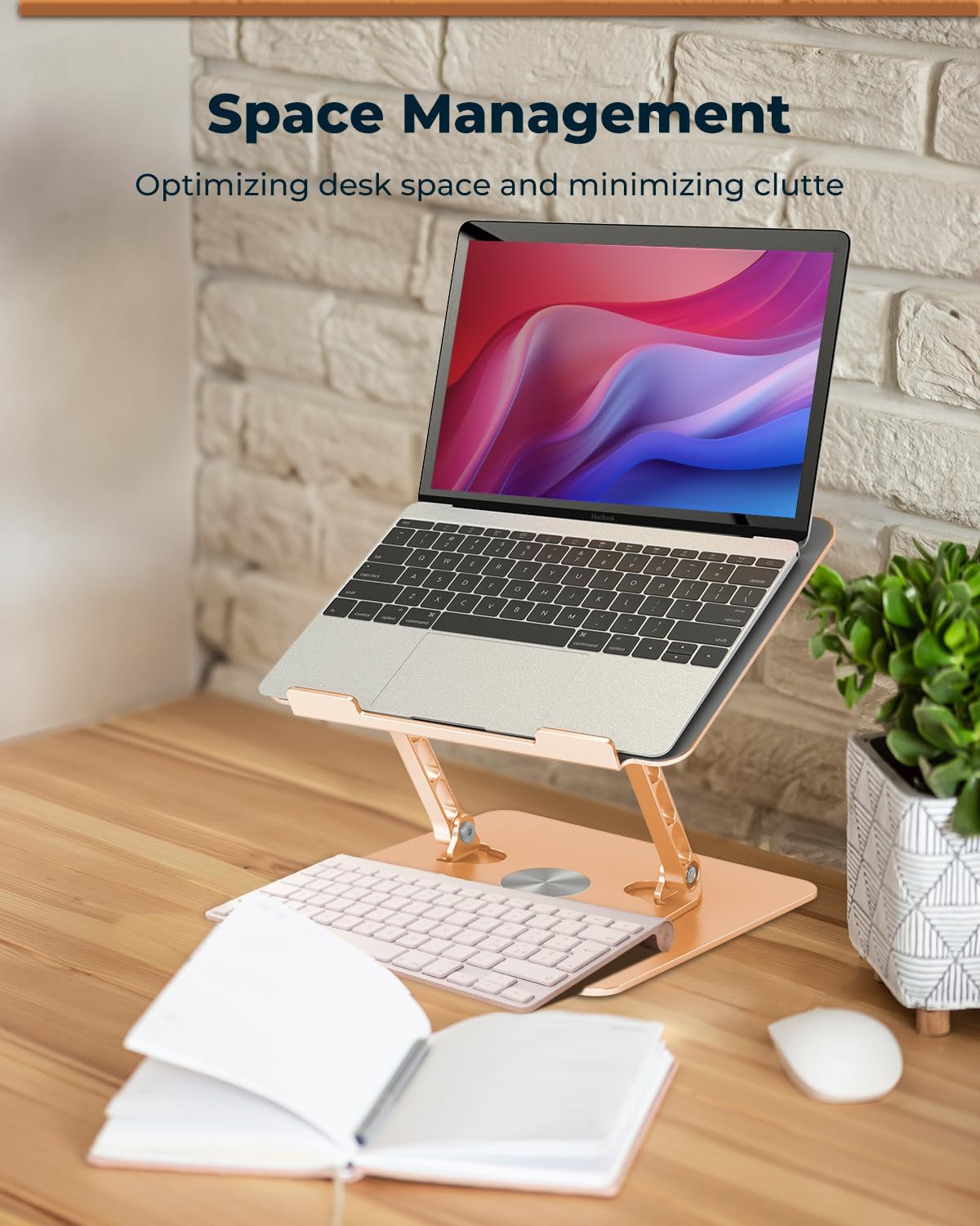 360° Rotating Laptop Stand for Desk | Adjustable, Foldable, Portable Aluminum Ergonomic Riser | Compatible with MacBook, Dell, HP & All Laptops 10-16 inch | Purple