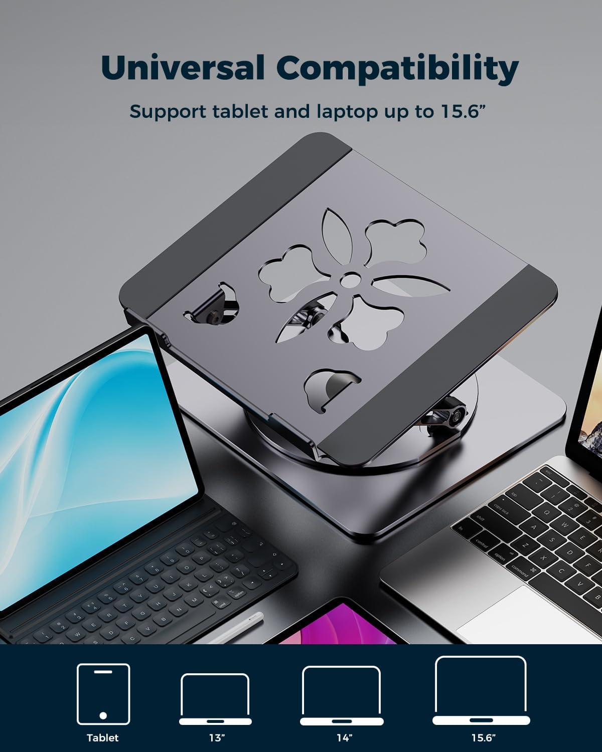 360° Rotating Laptop Stand for Desk | Adjustable, Foldable, Portable Aluminum Ergonomic Riser | Compatible with MacBook, Dell, HP & All Laptops 10-16 inch | Purple