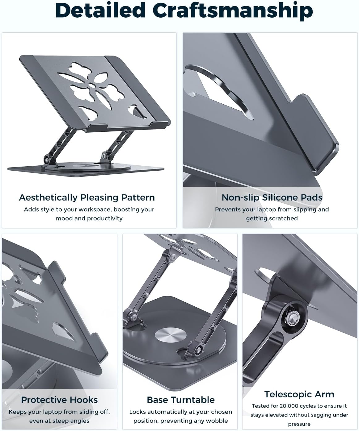 360° Rotating Laptop Stand for Desk | Adjustable, Foldable, Portable Aluminum Ergonomic Riser | Compatible with MacBook, Dell, HP & All Laptops 10-16 inch | Purple
