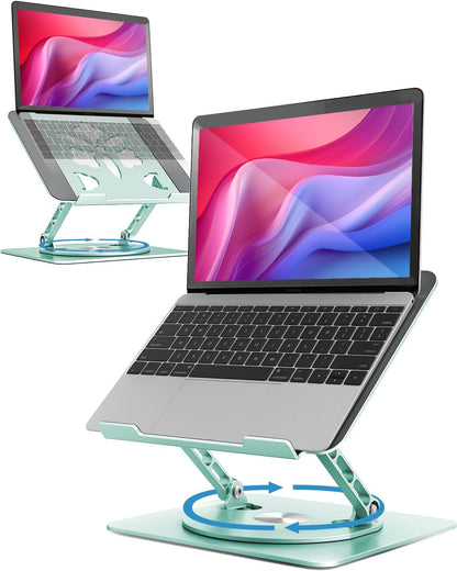 360° Rotating Laptop Stand for Desk | Adjustable, Foldable, Portable Aluminum Ergonomic Riser | Compatible with MacBook, Dell, HP & All Laptops 10-16 inch | Purple