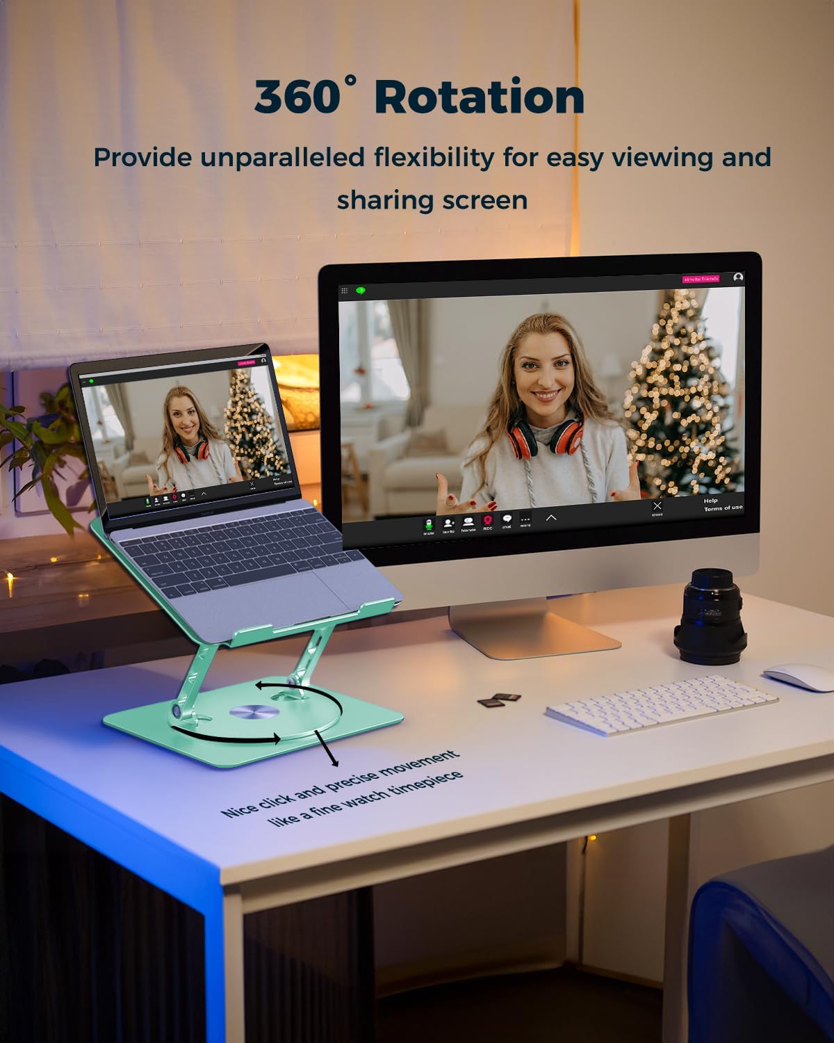 360° Rotating Laptop Stand for Desk | Adjustable, Foldable, Portable Aluminum Ergonomic Riser | Compatible with MacBook, Dell, HP & All Laptops 10-16 inch | Purple