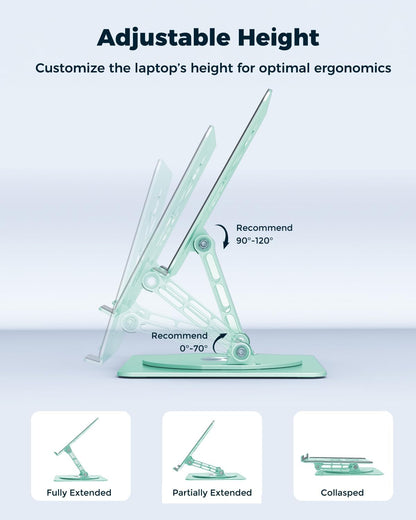360° Rotating Laptop Stand for Desk | Adjustable, Foldable, Portable Aluminum Ergonomic Riser | Compatible with MacBook, Dell, HP & All Laptops 10-16 inch | Purple
