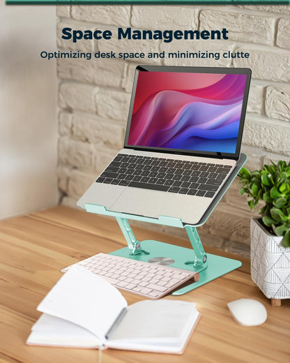360° Rotating Laptop Stand for Desk | Adjustable, Foldable, Portable Aluminum Ergonomic Riser | Compatible with MacBook, Dell, HP & All Laptops 10-16 inch | Purple