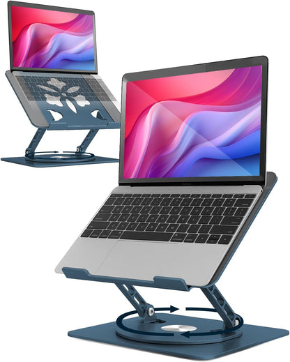 360° Rotating Laptop Stand for Desk | Adjustable, Foldable, Portable Aluminum Ergonomic Riser | Compatible with MacBook, Dell, HP & All Laptops 10-16 inch | Purple