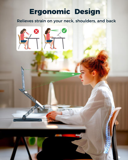 360° Rotating Laptop Stand for Desk | Adjustable, Foldable, Portable Aluminum Ergonomic Riser | Compatible with MacBook, Dell, HP & All Laptops 10-16 inch | Purple