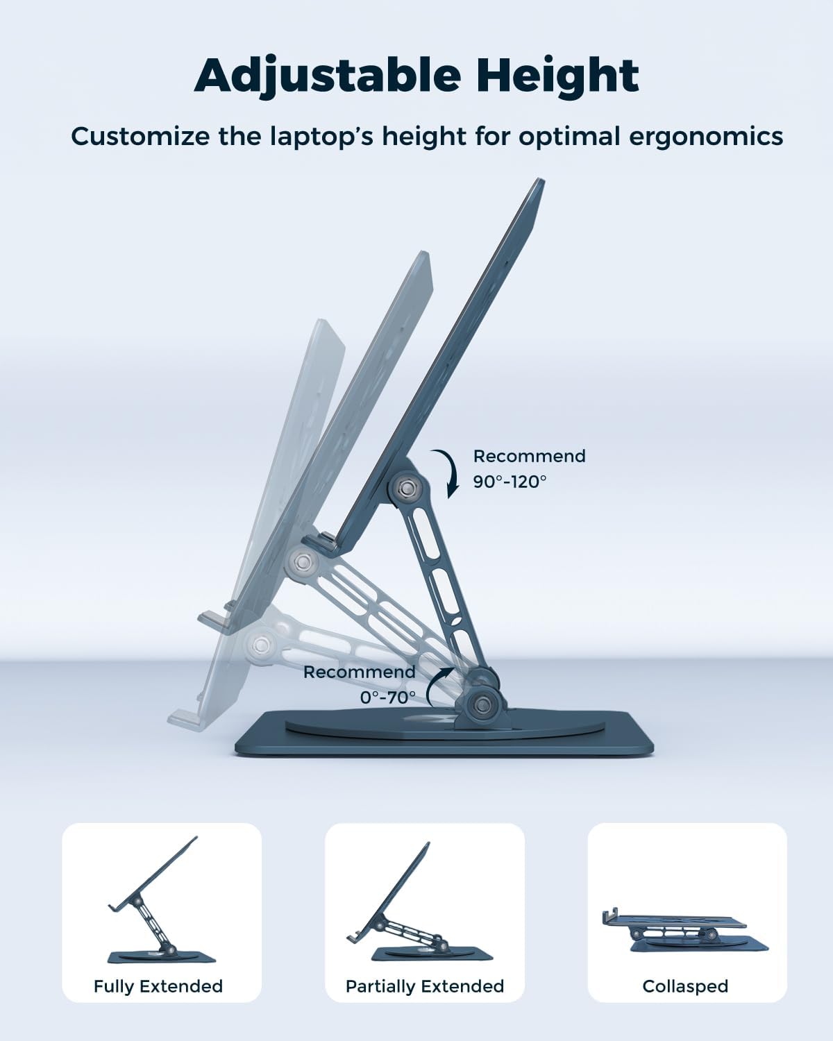 360° Rotating Laptop Stand for Desk | Adjustable, Foldable, Portable Aluminum Ergonomic Riser | Compatible with MacBook, Dell, HP & All Laptops 10-16 inch | Purple