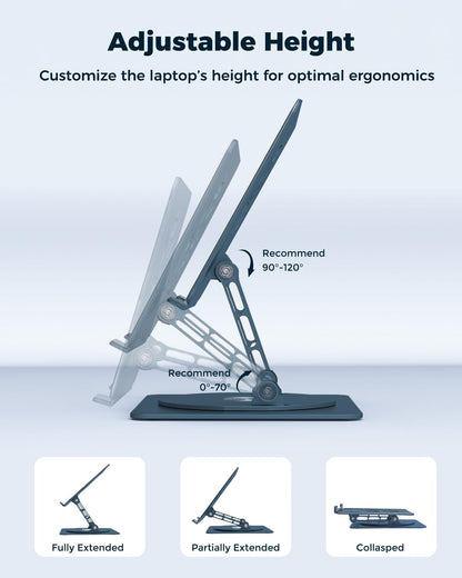360° Rotating Laptop Stand for Desk | Adjustable, Foldable, Portable Aluminum Ergonomic Riser | Compatible with MacBook, Dell, HP & All Laptops 10-16 inch | Purple