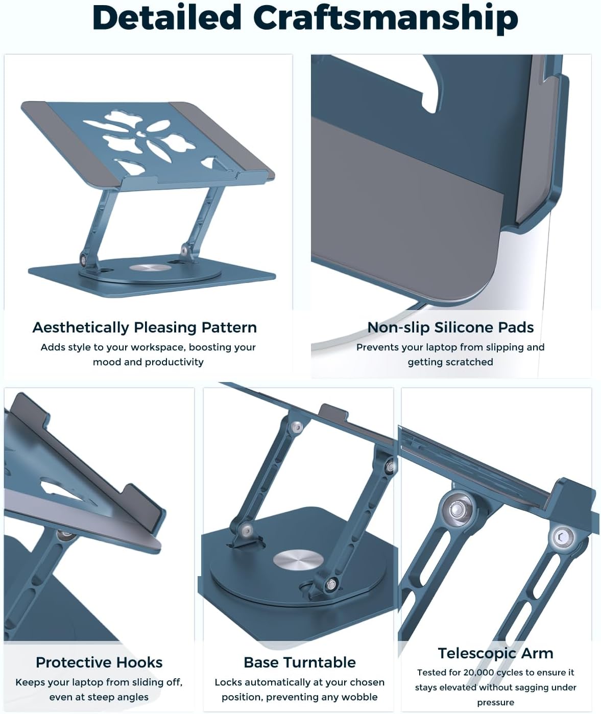 360° Rotating Laptop Stand for Desk | Adjustable, Foldable, Portable Aluminum Ergonomic Riser | Compatible with MacBook, Dell, HP & All Laptops 10-16 inch | Purple