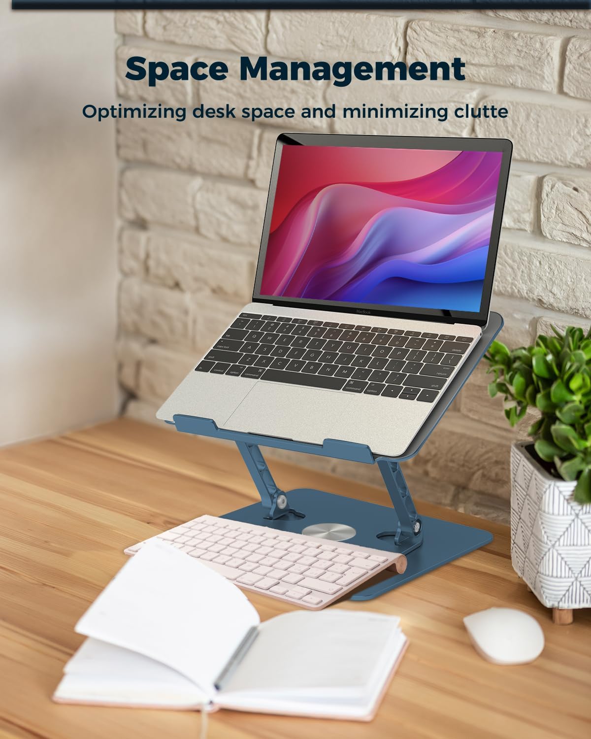 360° Rotating Laptop Stand for Desk | Adjustable, Foldable, Portable Aluminum Ergonomic Riser | Compatible with MacBook, Dell, HP & All Laptops 10-16 inch | Purple