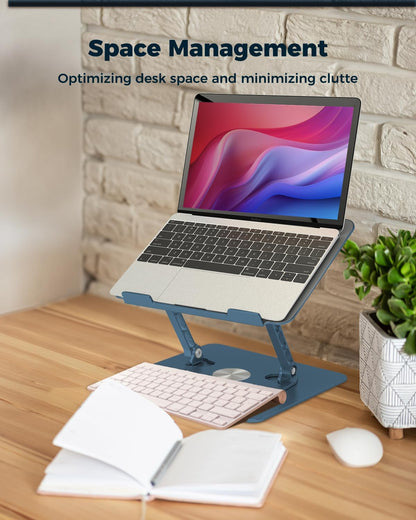 360° Rotating Laptop Stand for Desk | Adjustable, Foldable, Portable Aluminum Ergonomic Riser | Compatible with MacBook, Dell, HP & All Laptops 10-16 inch | Purple