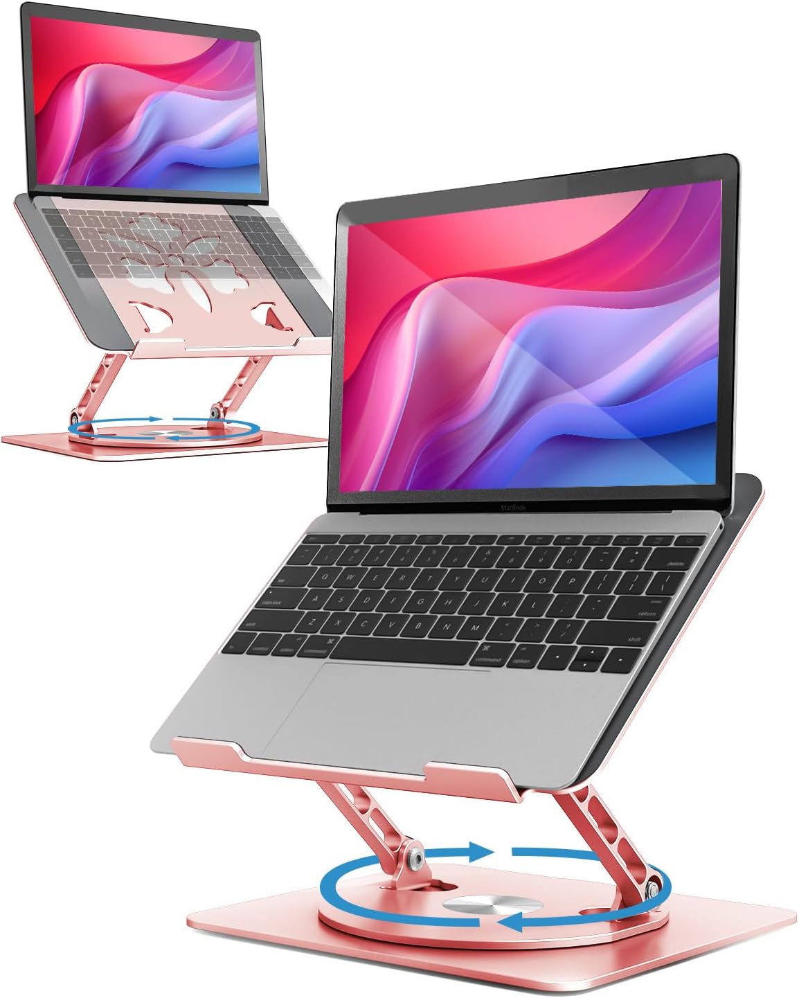 360° Rotating Laptop Stand for Desk | Adjustable, Foldable, Portable Aluminum Ergonomic Riser | Compatible with MacBook, Dell, HP & All Laptops 10-16 inch | Purple