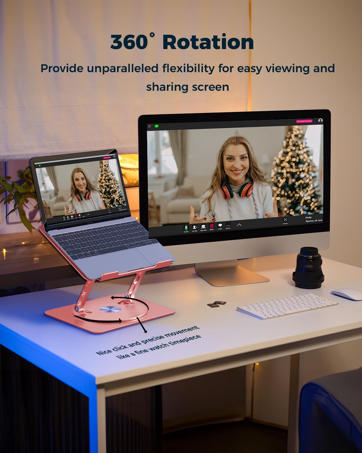 360° Rotating Laptop Stand for Desk | Adjustable, Foldable, Portable Aluminum Ergonomic Riser | Compatible with MacBook, Dell, HP & All Laptops 10-16 inch | Purple