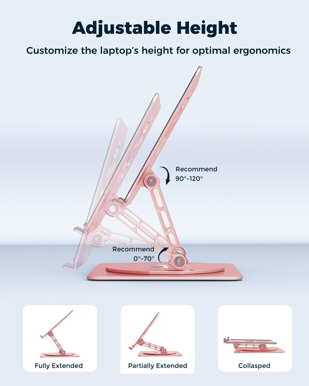360° Rotating Laptop Stand for Desk | Adjustable, Foldable, Portable Aluminum Ergonomic Riser | Compatible with MacBook, Dell, HP & All Laptops 10-16 inch | Purple