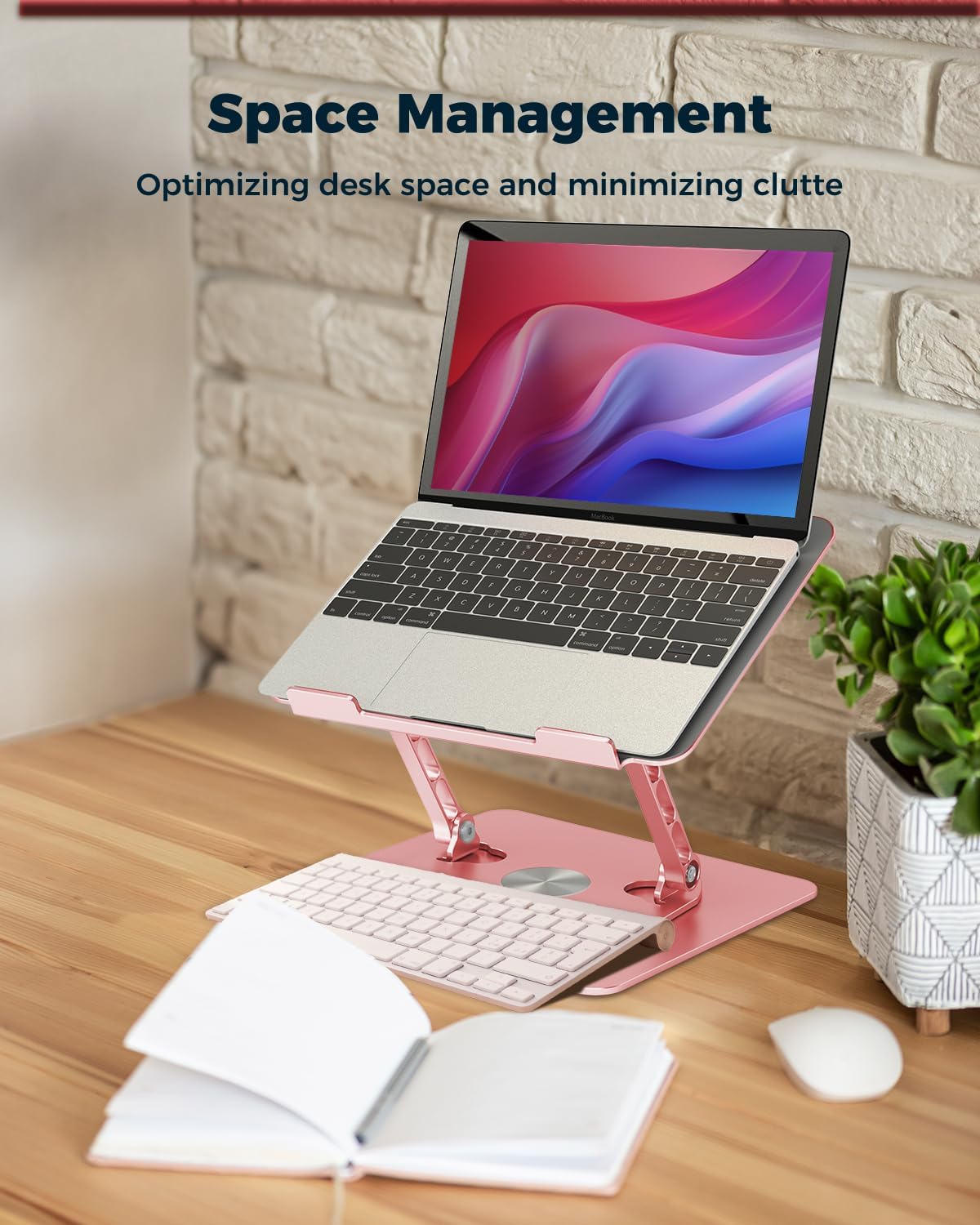 360° Rotating Laptop Stand for Desk | Adjustable, Foldable, Portable Aluminum Ergonomic Riser | Compatible with MacBook, Dell, HP & All Laptops 10-16 inch | Purple