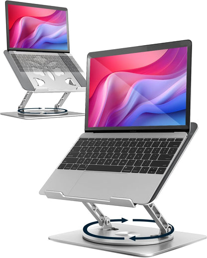 360° Rotating Laptop Stand for Desk | Adjustable, Foldable, Portable Aluminum Ergonomic Riser | Compatible with MacBook, Dell, HP & All Laptops 10-16 inch | Purple