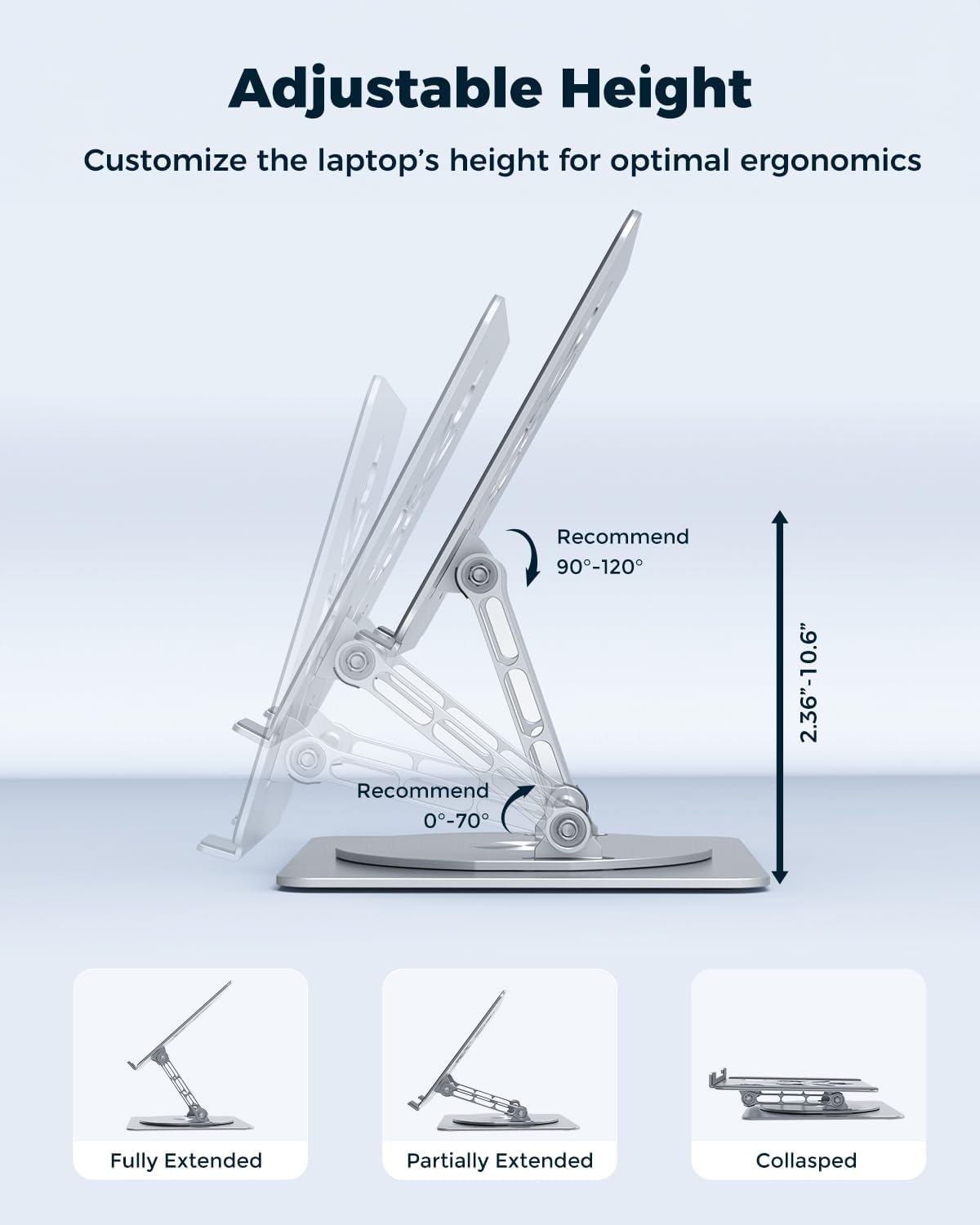 360° Rotating Laptop Stand for Desk | Adjustable, Foldable, Portable Aluminum Ergonomic Riser | Compatible with MacBook, Dell, HP & All Laptops 10-16 inch | Purple