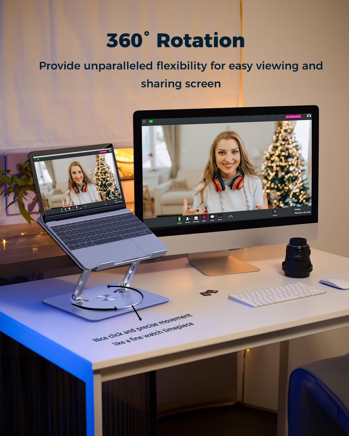 360° Rotating Laptop Stand for Desk | Adjustable, Foldable, Portable Aluminum Ergonomic Riser | Compatible with MacBook, Dell, HP & All Laptops 10-16 inch | Purple