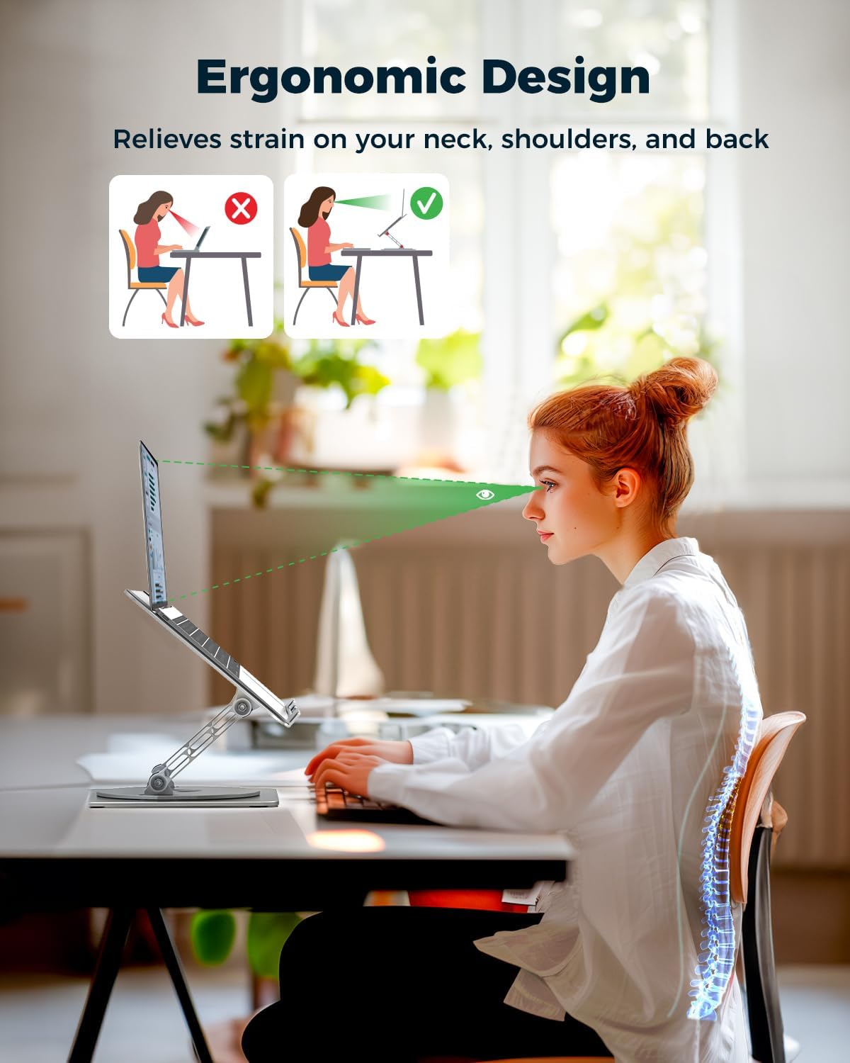 360° Rotating Laptop Stand for Desk | Adjustable, Foldable, Portable Aluminum Ergonomic Riser | Compatible with MacBook, Dell, HP & All Laptops 10-16 inch | Purple