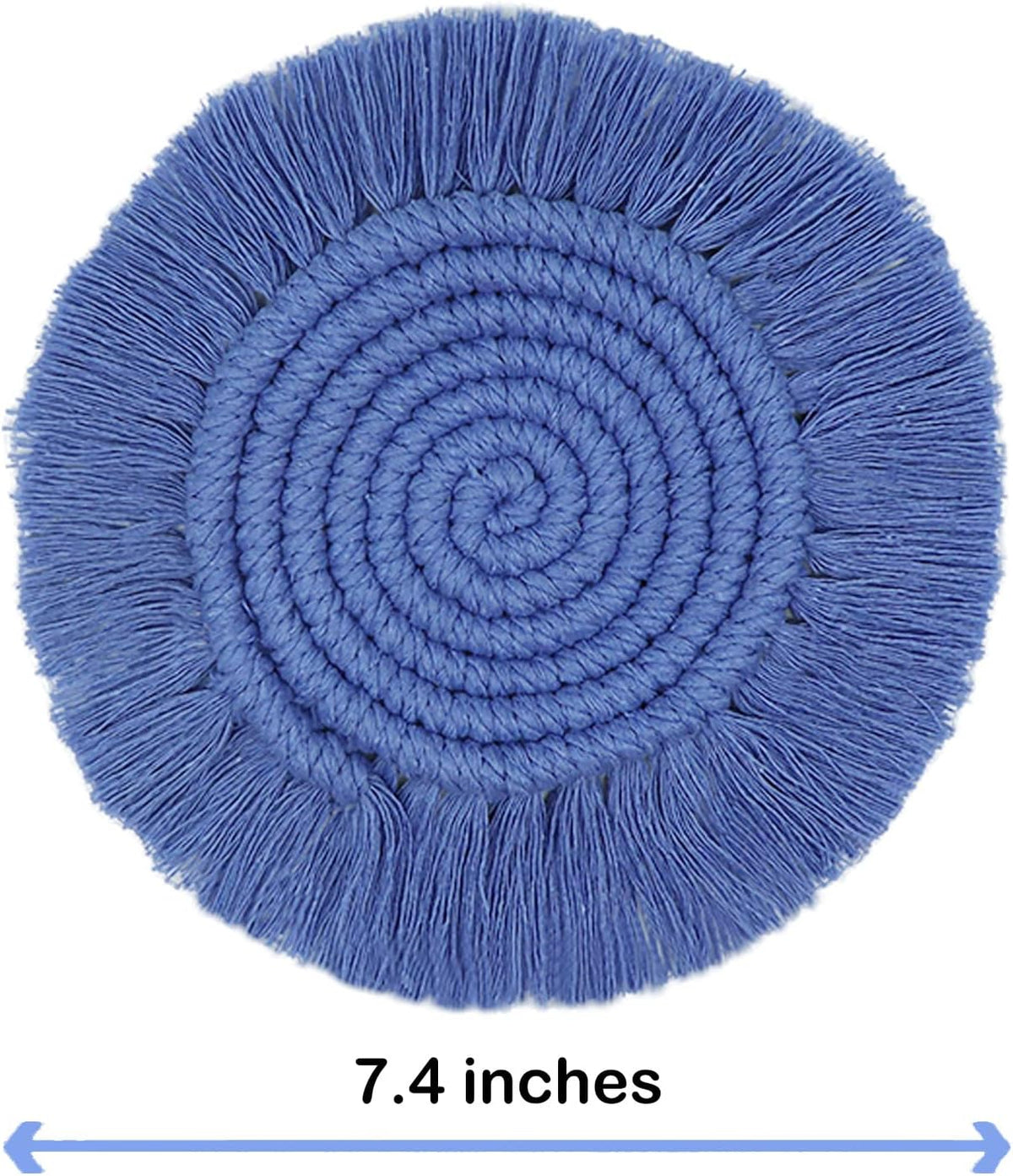 Boho Coasters for Drinks, Handmade Coasters 7.4in, 2p Beige