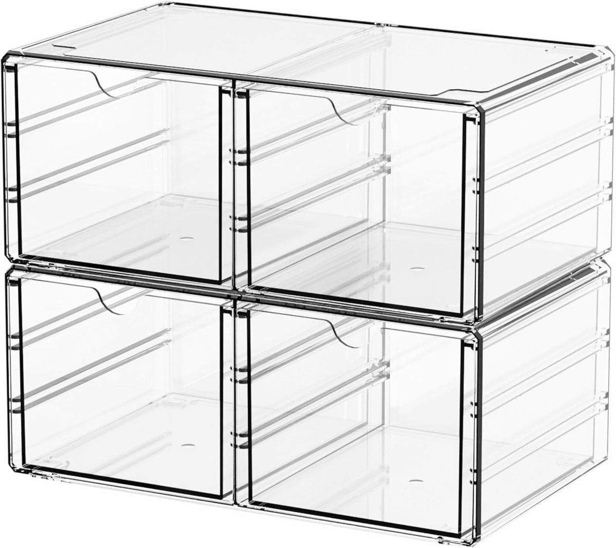 2 Pack Acrylic Storage Drawers With 6 Drawers,Stackable Desk Organizer and Makeup Organizer,Large Clear Office Supplies Organizer for Pen,Stationary,Palettes,Arts Craft Organizers and Storage