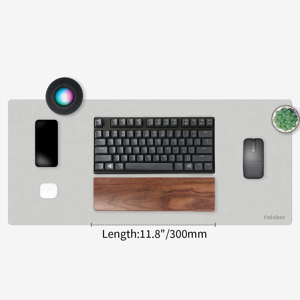 Wooden Wrist Rest, 12-inch Length and 20mm Thickness for Compact Keyboard, Walnut Wood Palm Rest, Ergonomic Design for Mechanical Gaming Keyboard, Stain Resistant (Small, Walnut Wood)