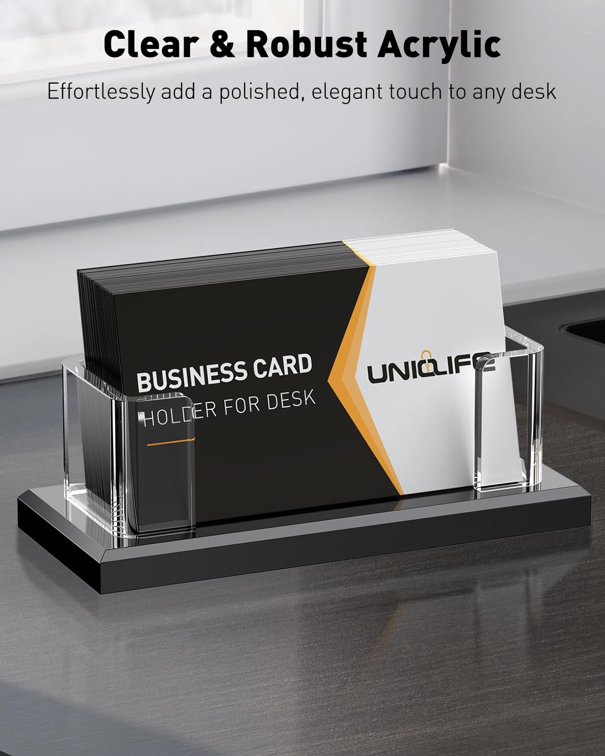 Acrylic Business Card Holder for Desk 1 Slot, 60 Card Capacity