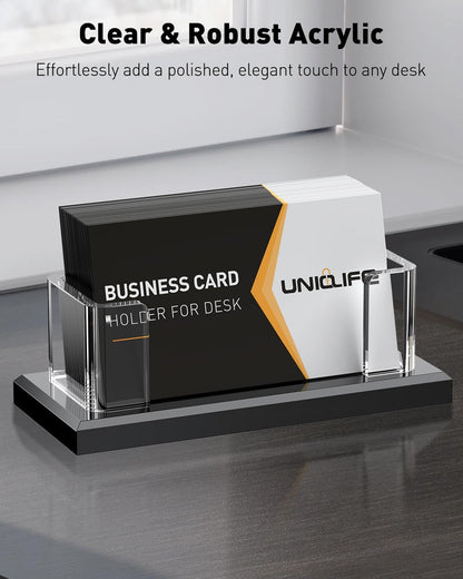Acrylic Business Card Holder for Desk 1 Slot, 60 Card Capacity