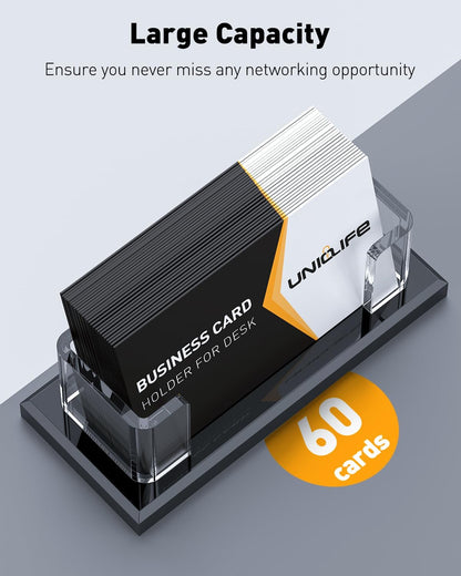 Acrylic Business Card Holder for Desk 1 Slot, 60 Card Capacity