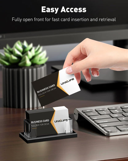 Acrylic Business Card Holder for Desk 1 Slot, 60 Card Capacity