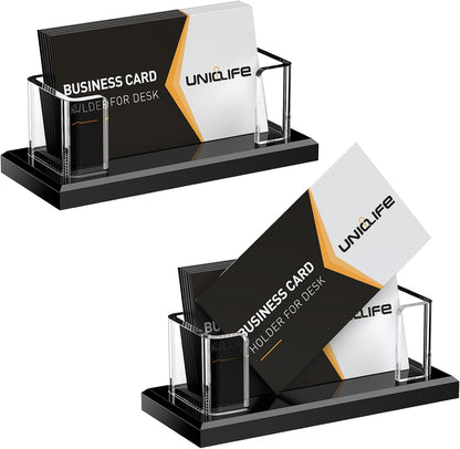 Acrylic Business Card Holder for Desk 1 Slot, 60 Card Capacity
