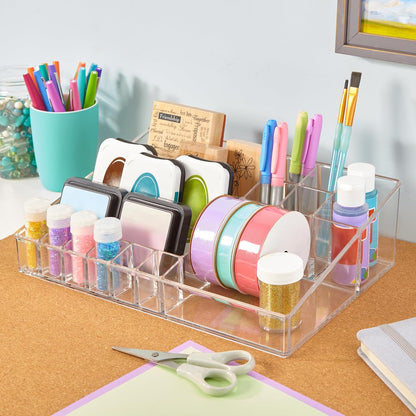 Audrey Stackable Clear Bin Plastic Organizer Drawer | Organize Eyeshadow Palettes, Cosmetics, and Beauty Supplies on a Vanity | Made in USA