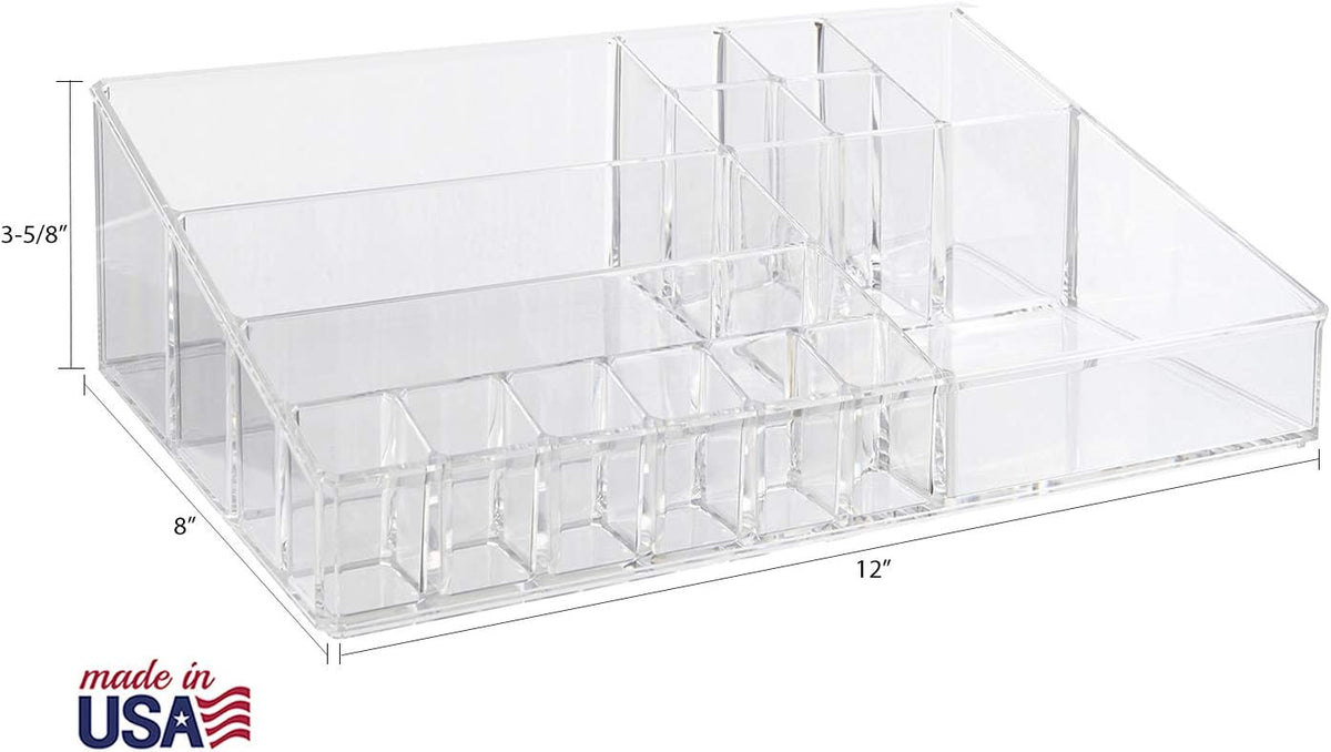 Audrey Stackable Clear Bin Plastic Organizer Drawer | Organize Eyeshadow Palettes, Cosmetics, and Beauty Supplies on a Vanity | Made in USA