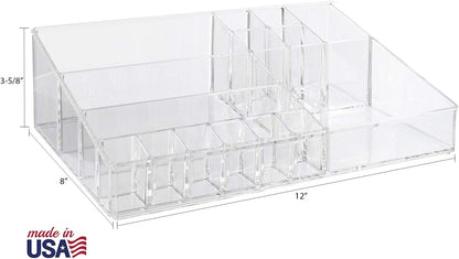 Audrey Stackable Clear Bin Plastic Organizer Drawer | Organize Eyeshadow Palettes, Cosmetics, and Beauty Supplies on a Vanity | Made in USA
