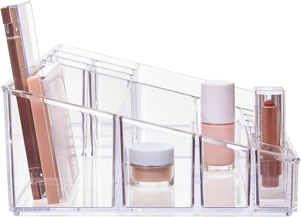 Audrey Stackable Clear Bin Plastic Organizer Drawer | Organize Eyeshadow Palettes, Cosmetics, and Beauty Supplies on a Vanity | Made in USA