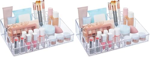 Audrey Stackable Clear Bin Plastic Organizer Drawer | Organize Eyeshadow Palettes, Cosmetics, and Beauty Supplies on a Vanity | Made in USA
