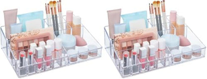 Audrey Stackable Clear Bin Plastic Organizer Drawer | Organize Eyeshadow Palettes, Cosmetics, and Beauty Supplies on a Vanity | Made in USA