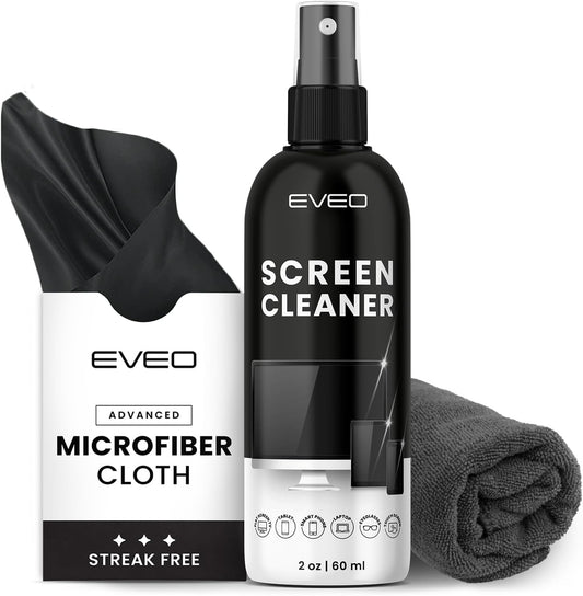 Screen Cleaner Spray and Wipe - TV screen cleaner spray and 2 Microfiber cloths, Computer Screen Cleaner, TV screen cleaner for Smart TV & Monitor, Laptop, MacBook, iPad and Electronic Devices - (2oz)