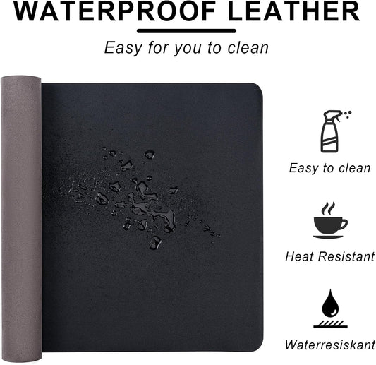 Leather Desk Pad Protector,Non-Slip Desk Pad(Black, 23.6" x 13.7")