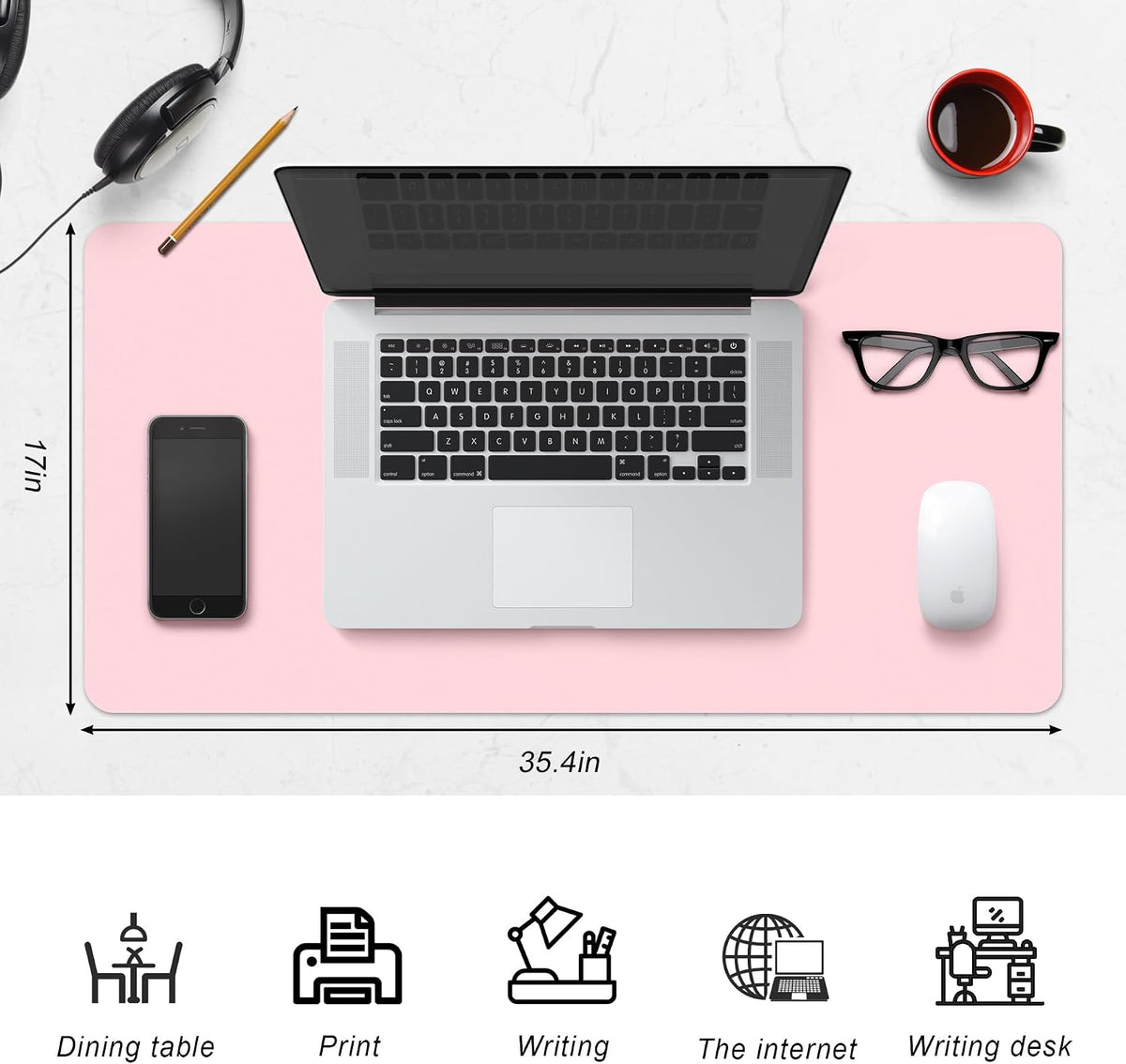 Leather Desk Pad Protector,Non-Slip Desk Pad(Black, 23.6" x 13.7")