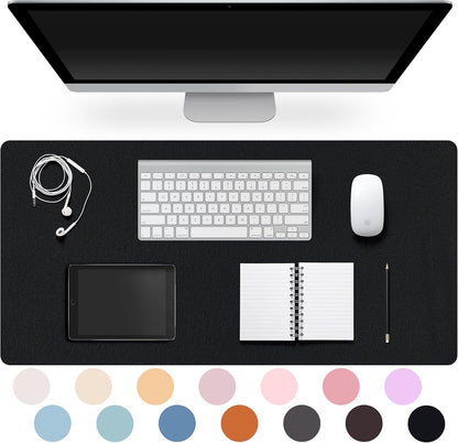 Leather Desk Pad Protector,Non-Slip Desk Pad(Black, 23.6" x 13.7")
