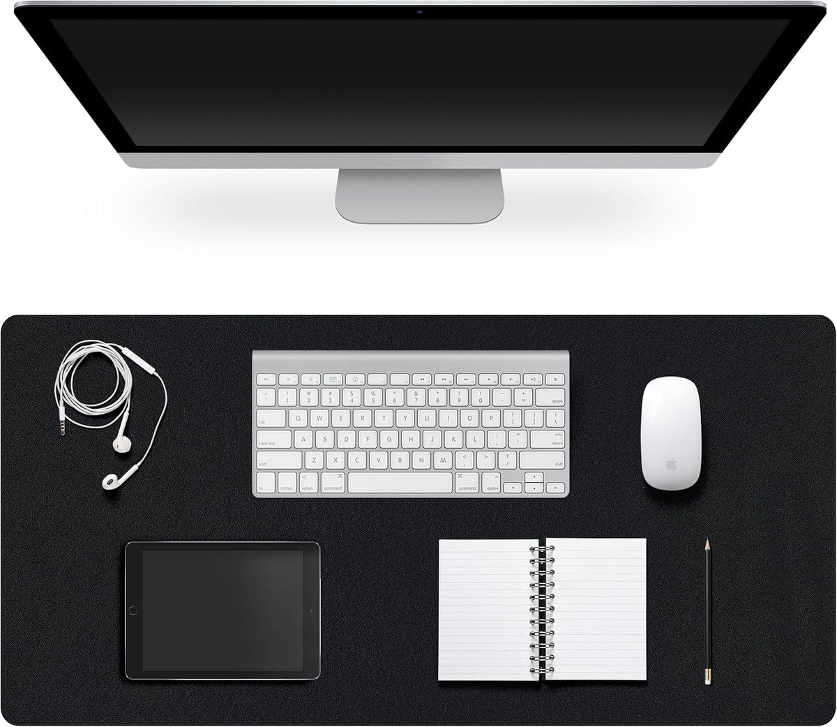 Leather Desk Pad Protector,Non-Slip Desk Pad(Black, 23.6" x 13.7")