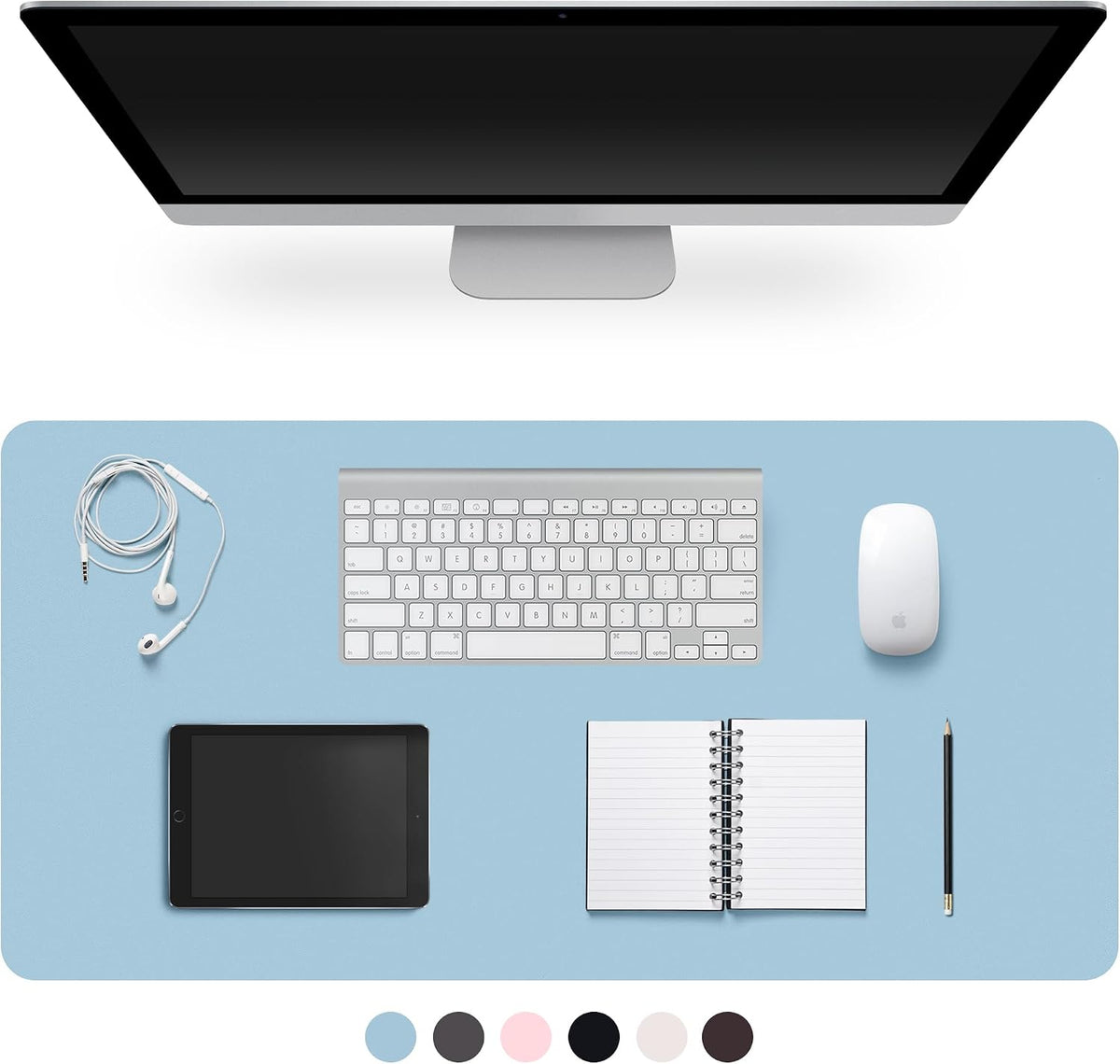 Leather Desk Pad Protector,Non-Slip Desk Pad(Black, 23.6" x 13.7")