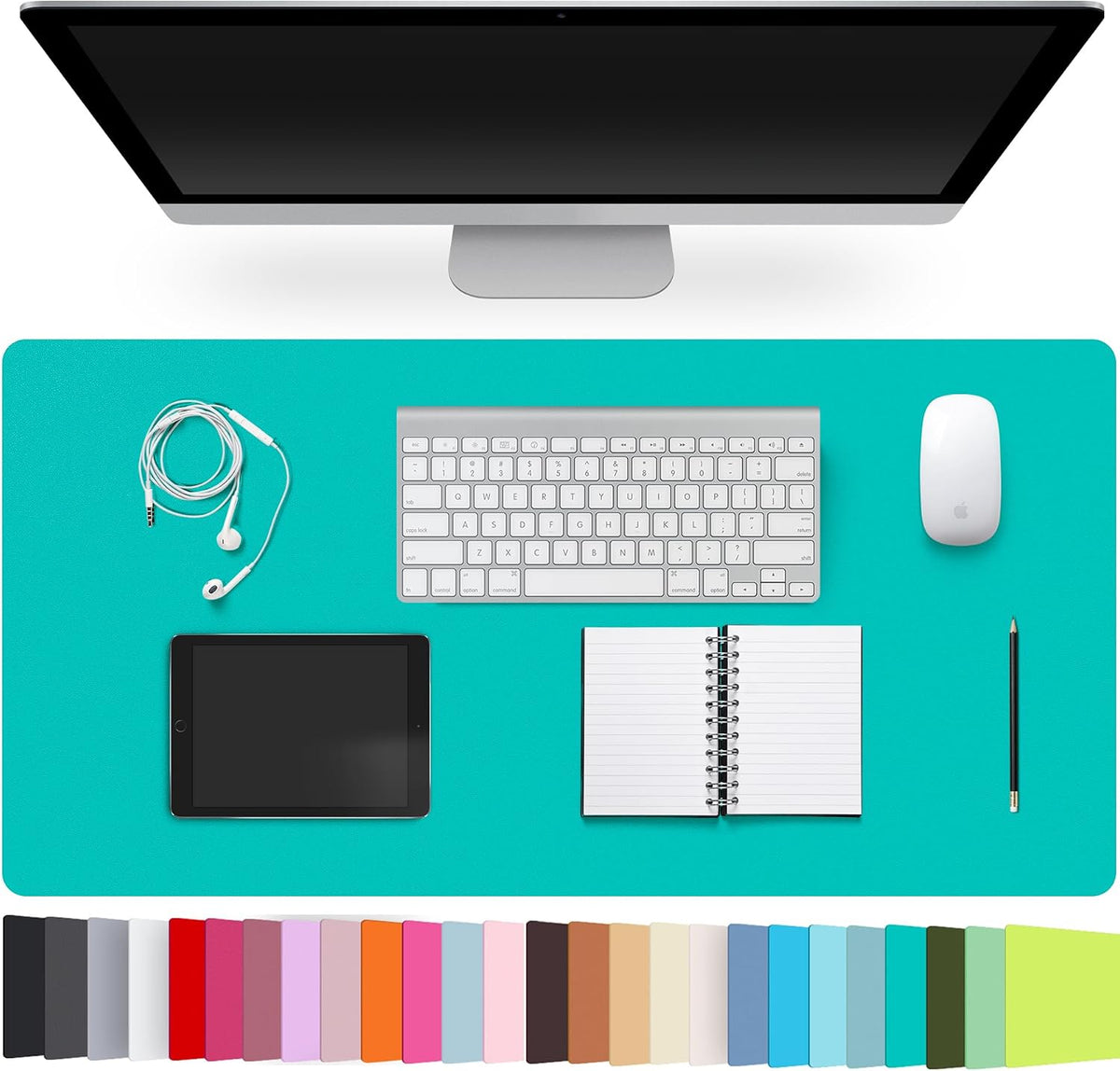 Leather Desk Pad Protector,Non-Slip Desk Pad(Black, 23.6" x 13.7")