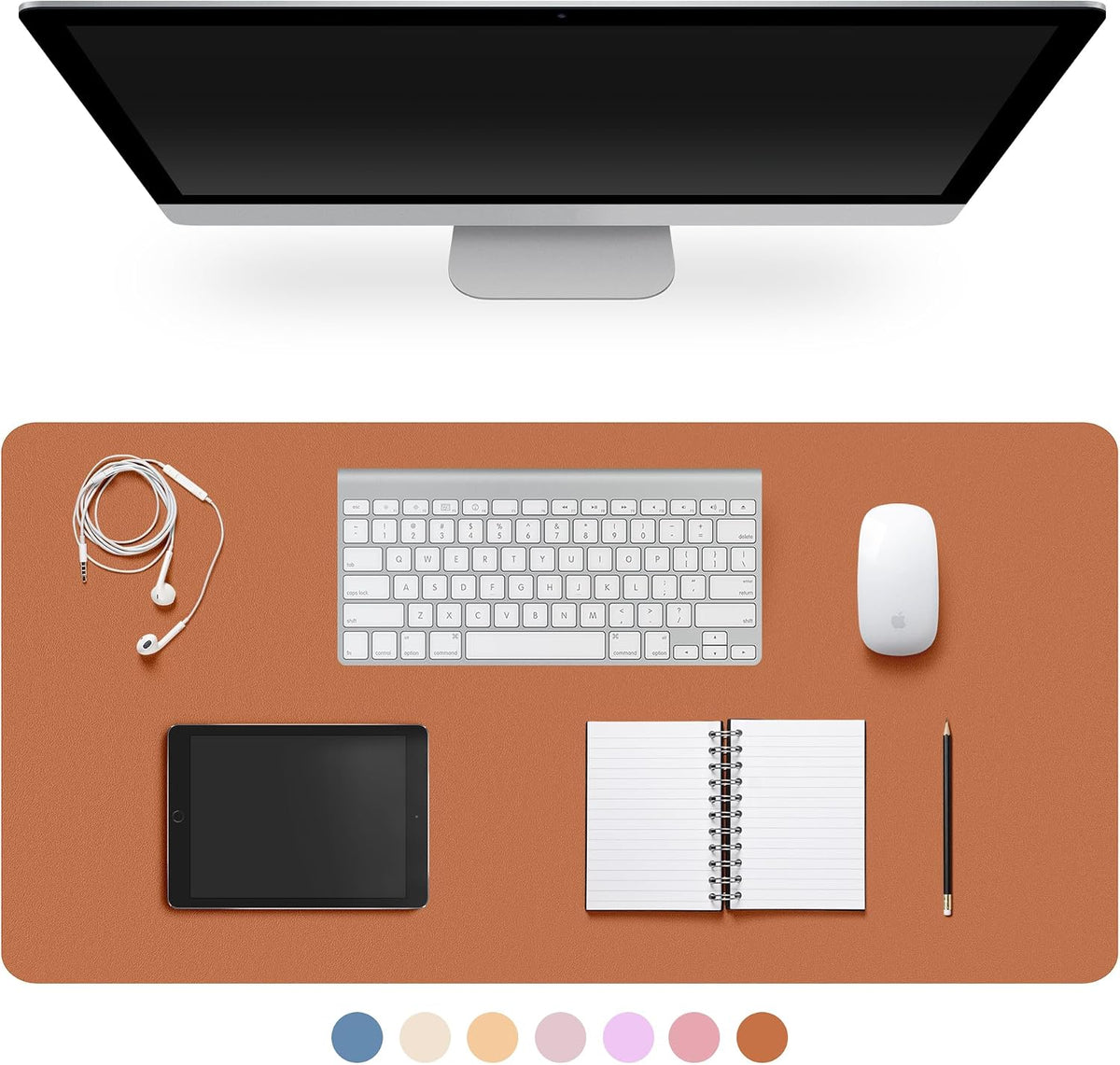 Leather Desk Pad Protector,Non-Slip Desk Pad(Black, 23.6" x 13.7")