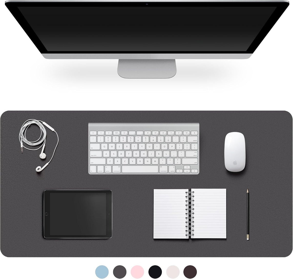 Leather Desk Pad Protector,Non-Slip Desk Pad(Black, 23.6" x 13.7")