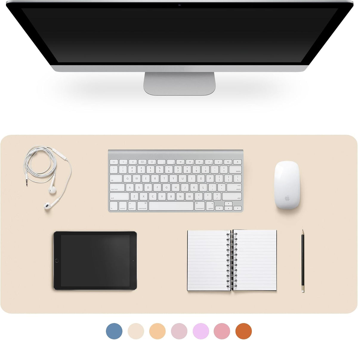 Leather Desk Pad Protector,Non-Slip Desk Pad(Black, 23.6" x 13.7")